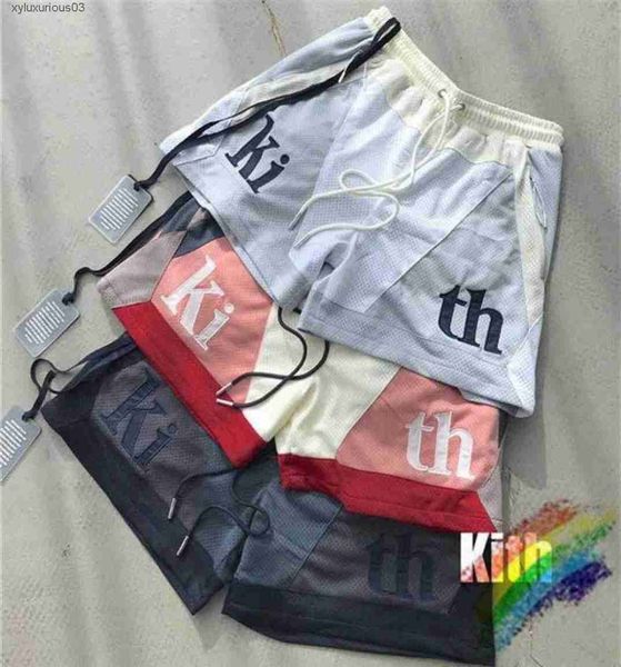 

2023ss kith mesh t shirts men women 11 patchwork oversize breechcloth breathable drawstring287h273s7622279, White;black