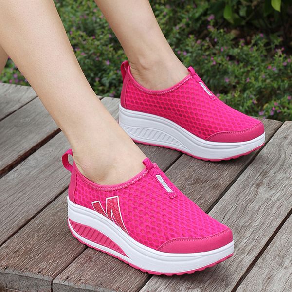 

shoes women mesh flat shoes sneakers platform shoes women loafers breathable air mesh swing wedges shoe breathable flats, Black