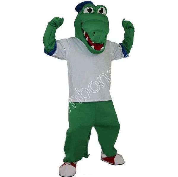 

new green crocodile mascot costumes cartoon fancy suit for animal theme mascotte carnival costume halloween fancy dress, Red;yellow