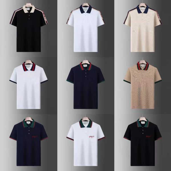 

designer brand mens polo t shirt summer luxury polos fashion t-shirts breathable short-sleeved lapel casual top, White;black