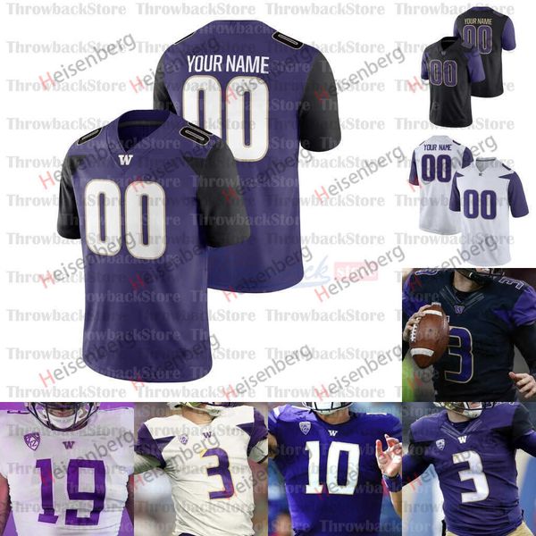 

custom washington huskies college football jerseys jacob eason salvon ahmed hunter bryant aaron fuller joe tryon ryan bowman danny, Black