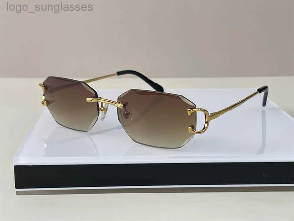 

luxury designer mens sunglasses diamond cut lens brand design piccadilly irregular frameless man fashion square sun glasses 18k gold vintage, White;black