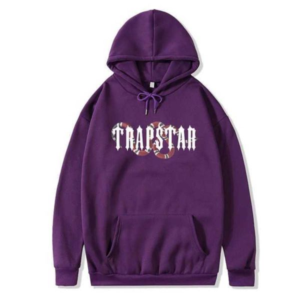 

designer clothing men's sweatshirts hoodie trapstar snake print sweater pullover spring autumn new korean fashion brand versatile track, Black