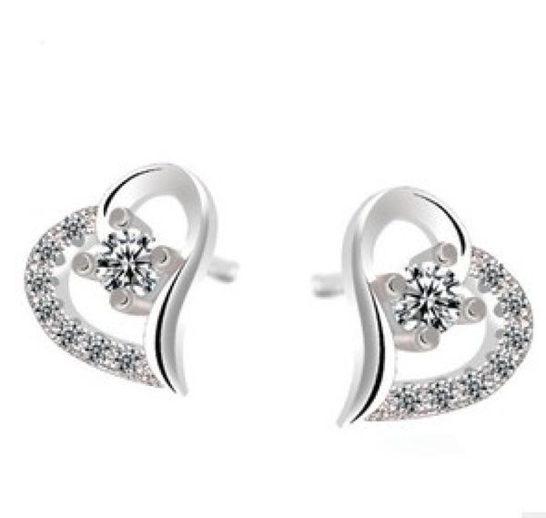 

earrings silver stud earring selling crystal heart stud earrings for women girl wedding party jewelry whole 0029wh7723285, Golden;silver