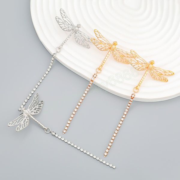 

fashion metal hollow dragonfly insect earrings women's exaggerated simple dangle earings banquet jewelry accessories, Silver