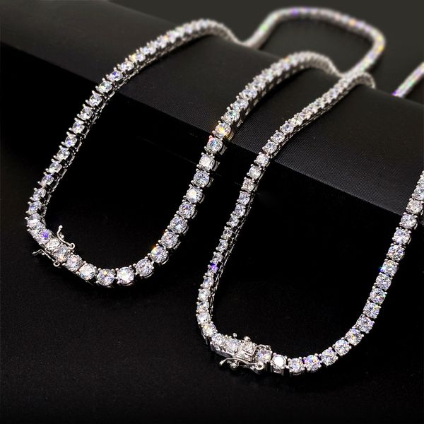 

4mm925 silver mosang hip hop single stone men's tennis chain hiphop jewelry
