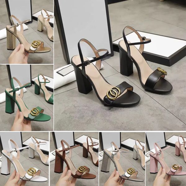 

shoes sandals designer classic heels leather party double buckle summer slippers wedding platform 10cm 7.5cm