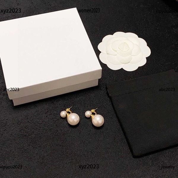 

earrings designer for women white jewelry fashion minimalist pearl design ear studs #including brand box new arrival, Golden;silver