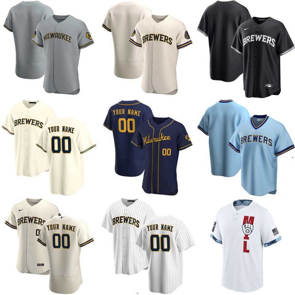 

2023 baseball jerseys custom jersey mens women youth milwaukee''brewers''51 freddy peralta 29 josh lindblom 13 mark math, Blue;black