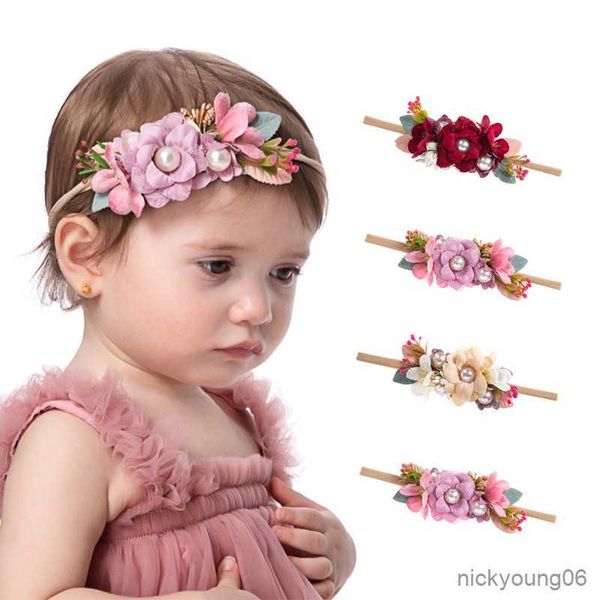 

hair accessories artificial flower baby headband simulation flowers pearl ornaments fashion p props children girls r230608, Slivery;white