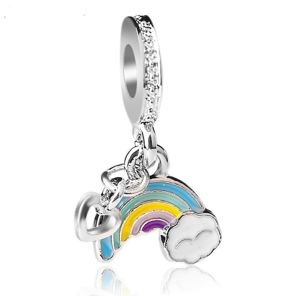

fits pandora bracelets 20pcs multi enamel rainbow clouds dangle silver charms fits pandora charm bracelet beads for jewelry making 925 sterl, Black