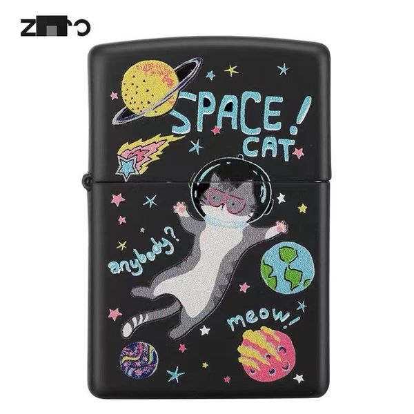 

zipo lighter original genuine treasure seeking dream cat travel set, Silver
