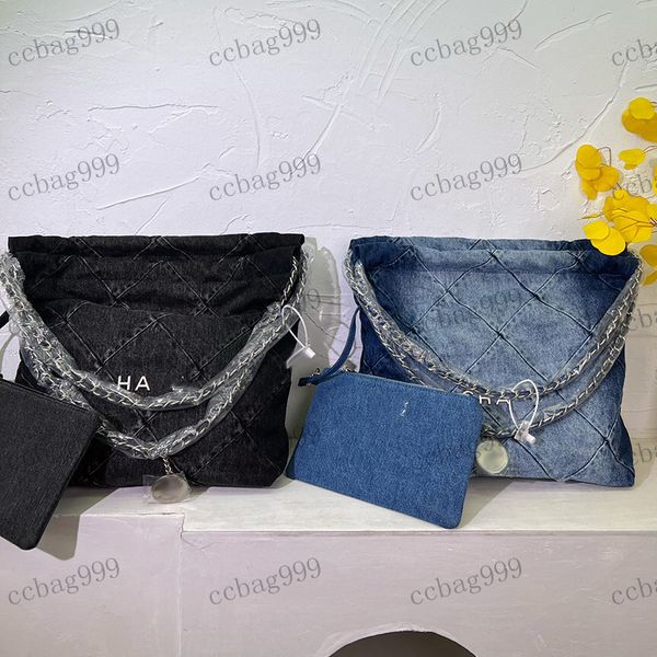 

designer womens shoulder bag garbage bag denim bag shopping bag two-piece set coin purse hardware metal buckles matelasse chain crossbody ba