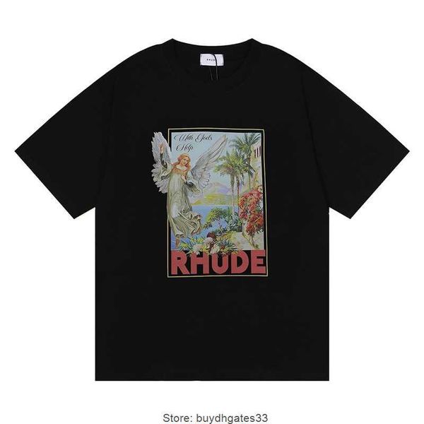 

21ss designer rhude mens t shirts letter laminated print short sleeve high street us size s-xl, White;black
