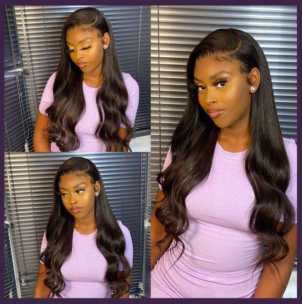 

13x4 13x6 360 lace frontal wig body wave wig brazilian transparent loose lace front human hair wigs 30 inch, Black;brown
