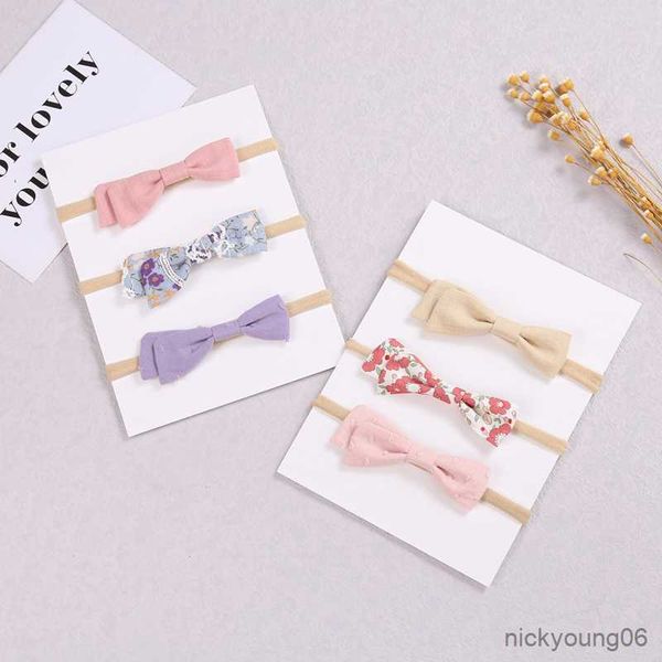 

hair accessories 3pcs headband baby girl newborn head band bows elastic bands for children floral print headbands traceless new r230608, Slivery;white