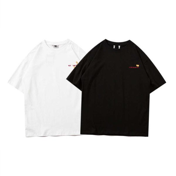 

summer new fashion designer brand short sleeve men's teenager round neck versatile t-shirt embroidered letters{category}, White;black