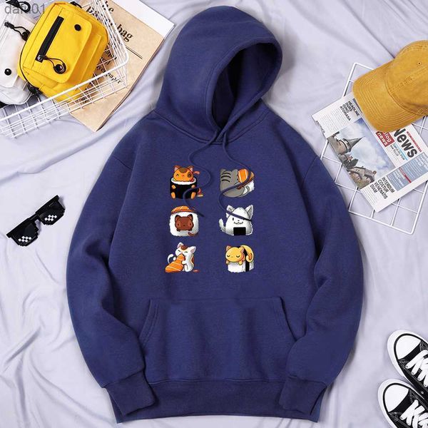 

various types of cat sushi men tracksuit outdoor hip hop streetwear breathable s-xxl clothing comfortable graphics men hoodies l230520, Black