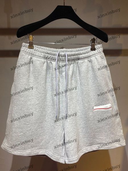 

xinxinbuy men women designer shorts pant sea wave embroidery jacquard fabric spring summer white black khaki gray xs-2xl