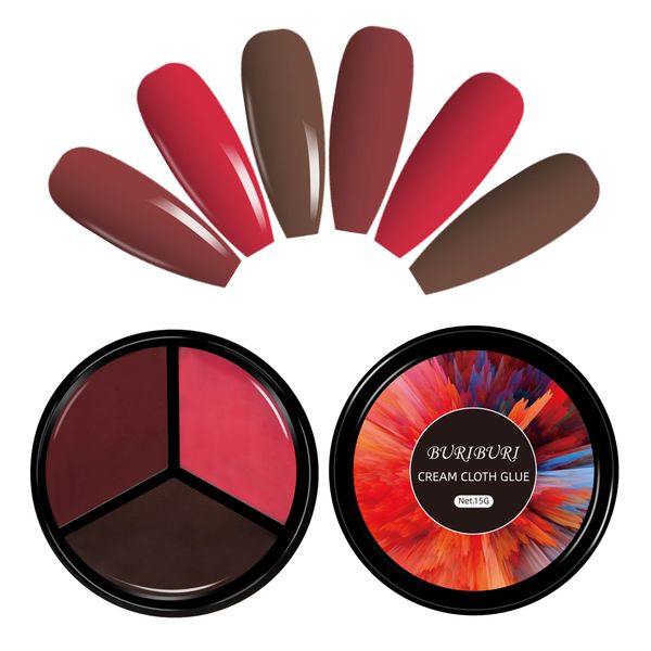

buriburi solid gel nail polish palette, soak led nail art white pink pudding gel 3 colors (35#), Red;pink
