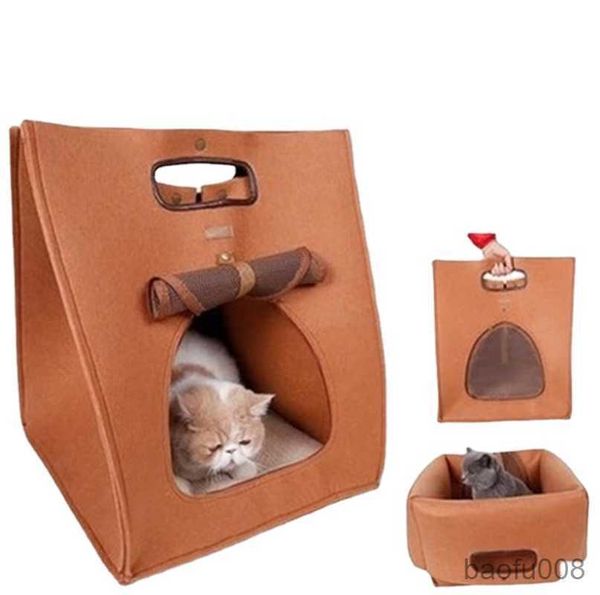 

cat carriers houses multi-functional pet bed felt cat washable collapsible cat bed house nest for cat portable carrier bag outdoors r230608