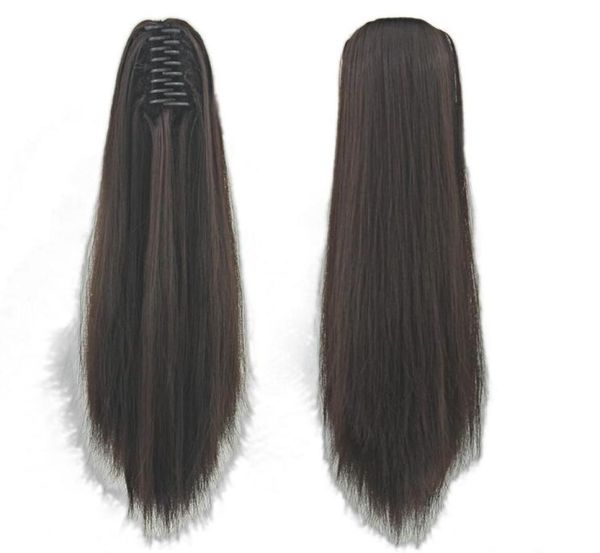 

009 synthetic ponytail long straight hair 16quot22quot clip ponytail hair extension blonde brown ombre hair tail with drawstr6371439, Black