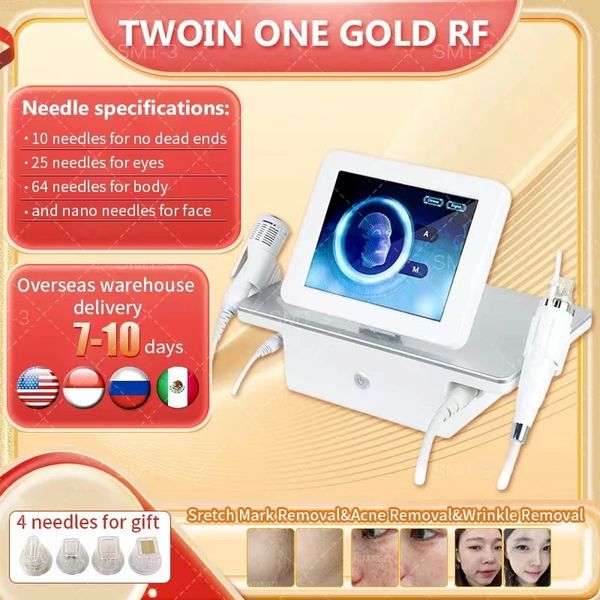 

2 in 1 fractional rf microneedle machine radio frequency microneedling with cool hammer face lift wrinkles stretch marks remover