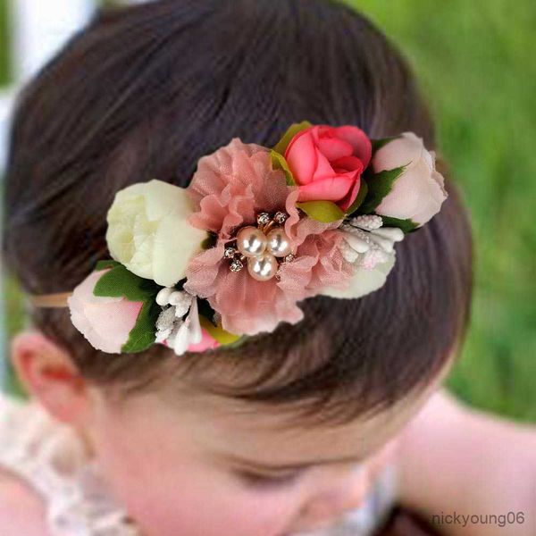 

hair accessories baby headbands flower for girls handmade bundle band hairband newborn r230608, Slivery;white
