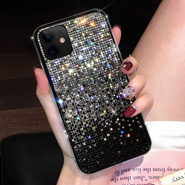 

for iphone 12 pro max case glitter rhinestone bling gradient diamond cover iphone 14 pro max 13 12 11 case sparkling bumper