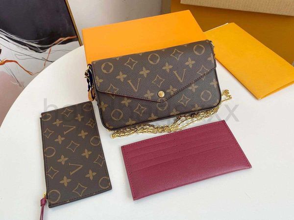 

3-in-one bags designer handbags brown flower crossbody bag leather replica single shoulder handbag luxury women purse fashion classic lady t