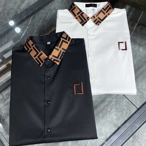 

men's casual shirts designer trendy brand mens shirt with color printing long sleeved shirts blouse slim business casual lapel cardigan, White;black