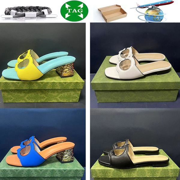 

classic womens sandals double g slippers summer slide flip flops luxury flats printed jelly leather designer for woman oran sandal yellow pi, Black