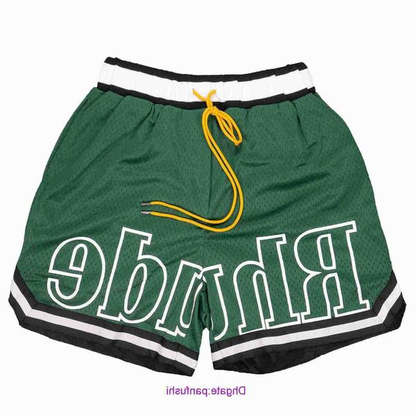 

rhude shorts wholesale designer for sale rh summer american fashion hip hop street mesh breathable quick dry casual loose basketball sports, White;black