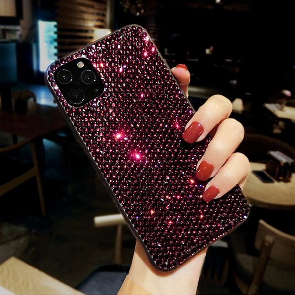 

purple bling diamond rhinestone case for iphone 14pro max 14plus 7 plus x xs xr 11 12 13 pro max cover luxury glitter for woman