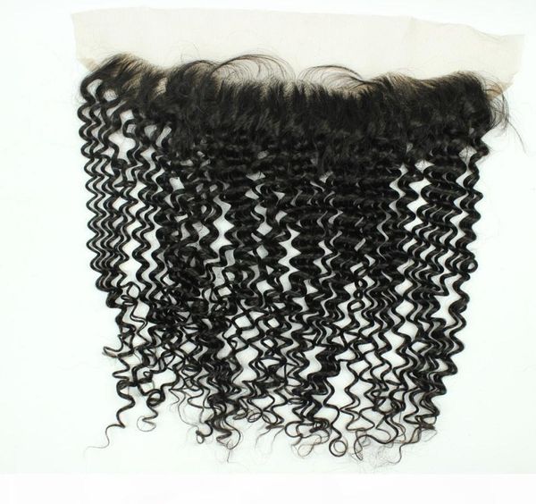 

brazilian human hair 13x2 lace frontal ear to ear closure deep curly with parts 820 inches with baby hair4019028, Black;brown