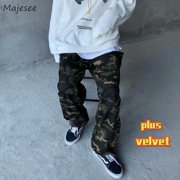 

pants men casual pants camouflage design fashion loose allmatch students popular harajuku korean style plus velvet warm winter new, Black