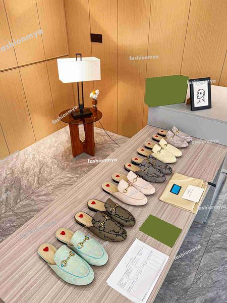 

designer slippers princetown mules slipper women buckle loafers shoes metal chain embroidery comfortable casual shoe lace velvet slipper, Black