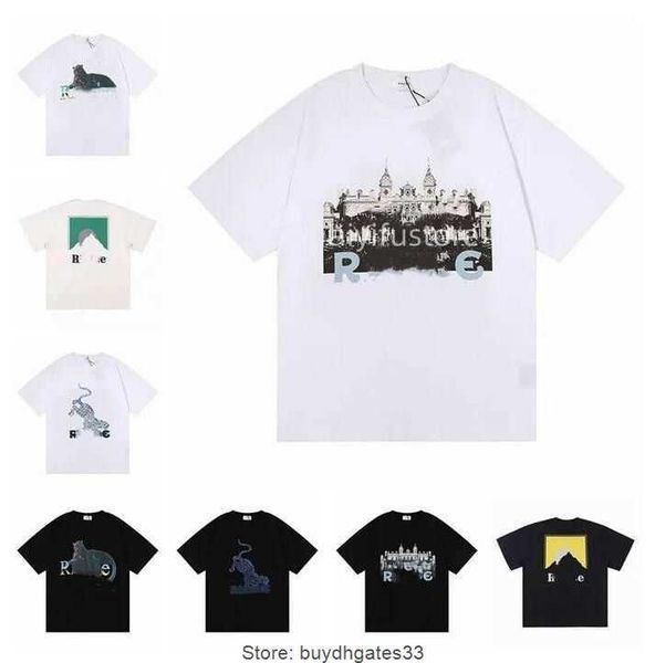 

2023 designer shirts summer mens t-shirts womens rhudes designers for men letter polos embroidery tshirts clothing short sleeved tshirt lar, White;black