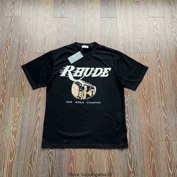 

rhude men's t-shirts designer correct x lakes lakers championship ring commemorative tee short sleeve t-shirt for men and women high-qu, White;black