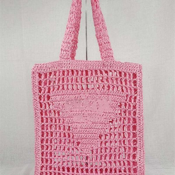 

new beach bag spring woven and summer shoulder same tote style hollow out manual paper rope straw handheld letter fashion bags