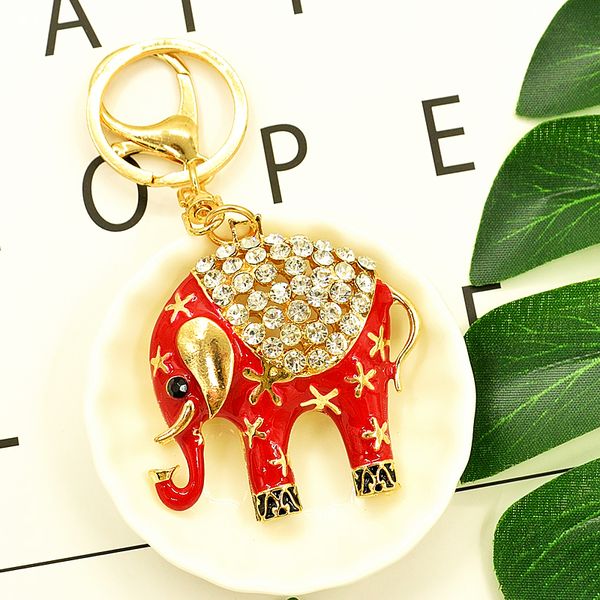 

three color rhinestone elephant keychain crafts key chain crystal animal bag pendant keyrings women girl gift car key holder, Slivery;golden