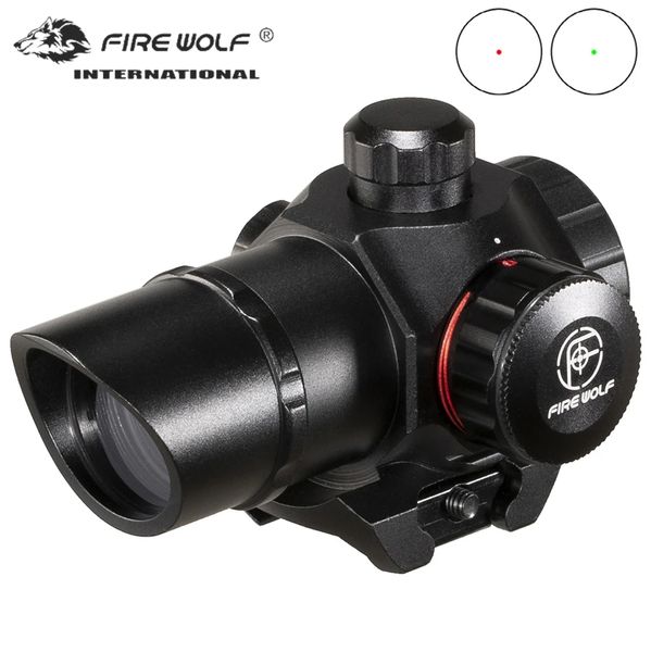 

fire wolf hunting red dot optics sight tactical airsoft riflescope for 20mm rail skew notch 1x22 red green dot pistol scope