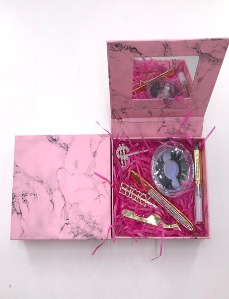 

2021 new arrival eyelash case with mirror luxury 25mm mink lashes rhinestone eyeliner glue pen tweezers hairclips7575932