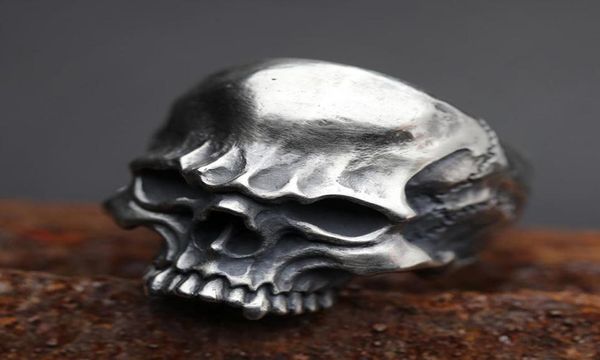 

cool men039s fashion vintage skull ring unique cranium biker 316l stainless steel rings gothic punk jewelry9302188, Silver