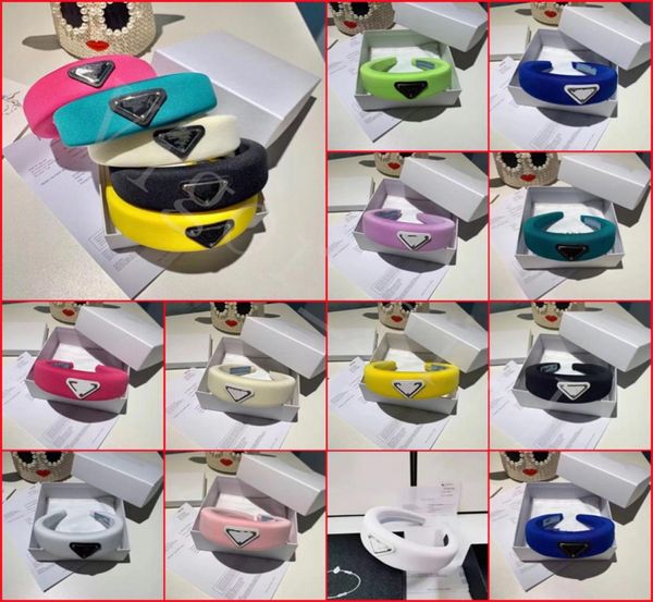 

16 color brand hair band for girl triangle logo cloth hair accessories tools sponge temperament hair hoop classic p brand hair p4698909, Black;brown