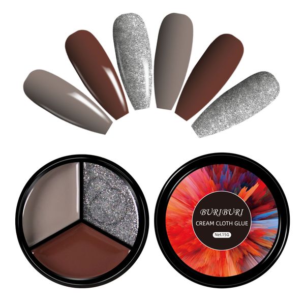 

buriburi solid gel nail polish palette soak led nail art white pink pudding gel 3 colors 02, Red;pink