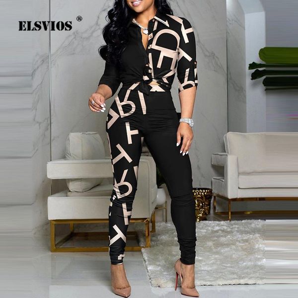 

pants autumn new women casual sets print long sleeve lapel shirt pencil pants twopiece suit 2022 fashion office lady trousers outfits, White