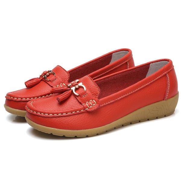

women flat plus size 44 women genuine leather shoes slipony low heels chaussures femme casual ballet flats shoes women loafers, Black