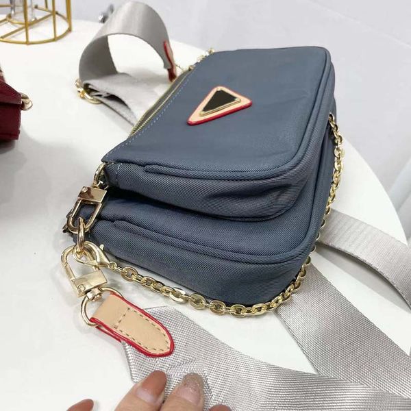 

womens luxury shoulder bag chain bag messenger bag three in one multi compartment nylon small square bag casual and ve