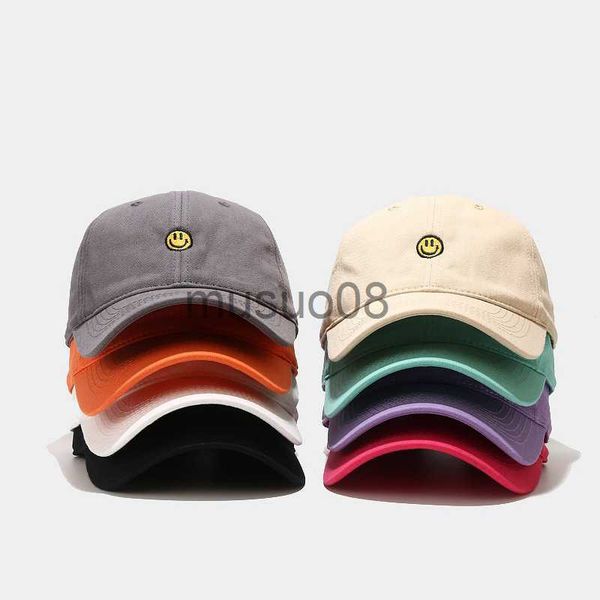

ball caps women men smiling face embroidered baseball cap solid snapback sunhat outdoor sports hip hop baseball hats casquette j230608, Blue;gray